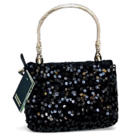 Badgley Mischka Elegant Black Sequin Handbag - Picture 2 of 2